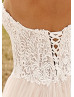 Strapless Lace Tulle Bohemian Wedding Dress With Detachable Sleeves